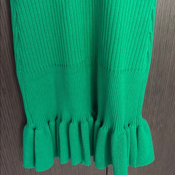 Green Ribbed Ruffle Hem Dress NEW M - Picture 14 of 14